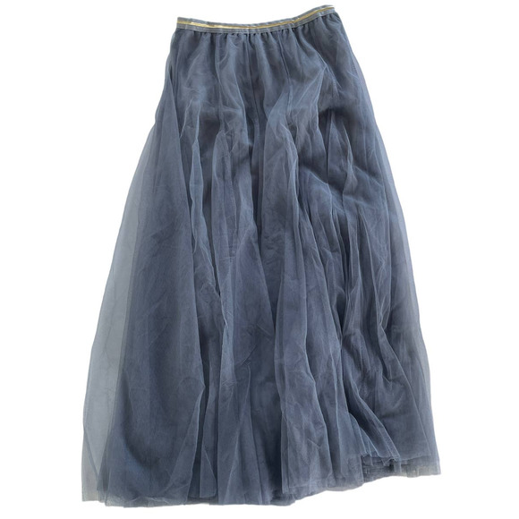 Chic Wish Skirt Women Small Grey A-Line Lined Maxi Stretch Waist Tulle Polyester - Picture 1 of 8